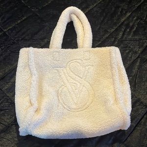 VS Logo White Sherpa Tote